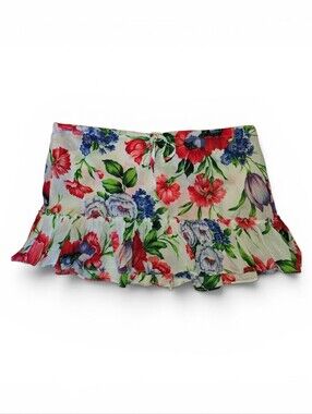 Lauren Ralph Lauren Floral Ruffle Swim Skirt Cover Up Tie Front Size L